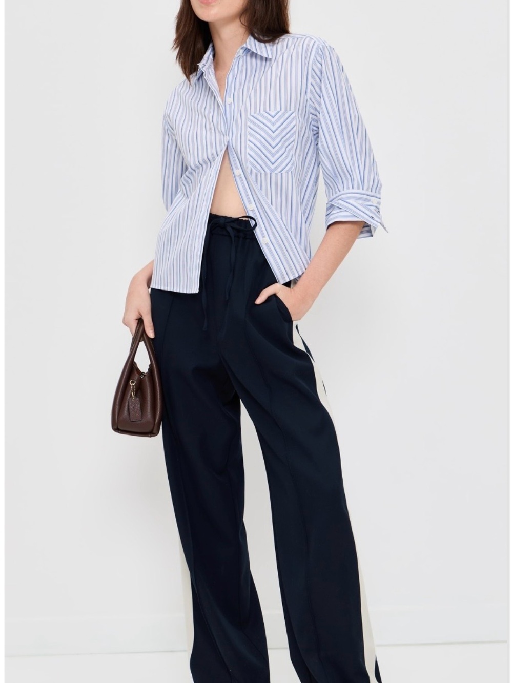NWT | rag & bone | Lucia Stripe Poplin Shirt in Baby Blue Stripe